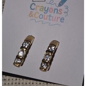 VTG GoldTone Mini Hoop Peirced Earrings Rhinestone Minimalist  GorpCore Daily